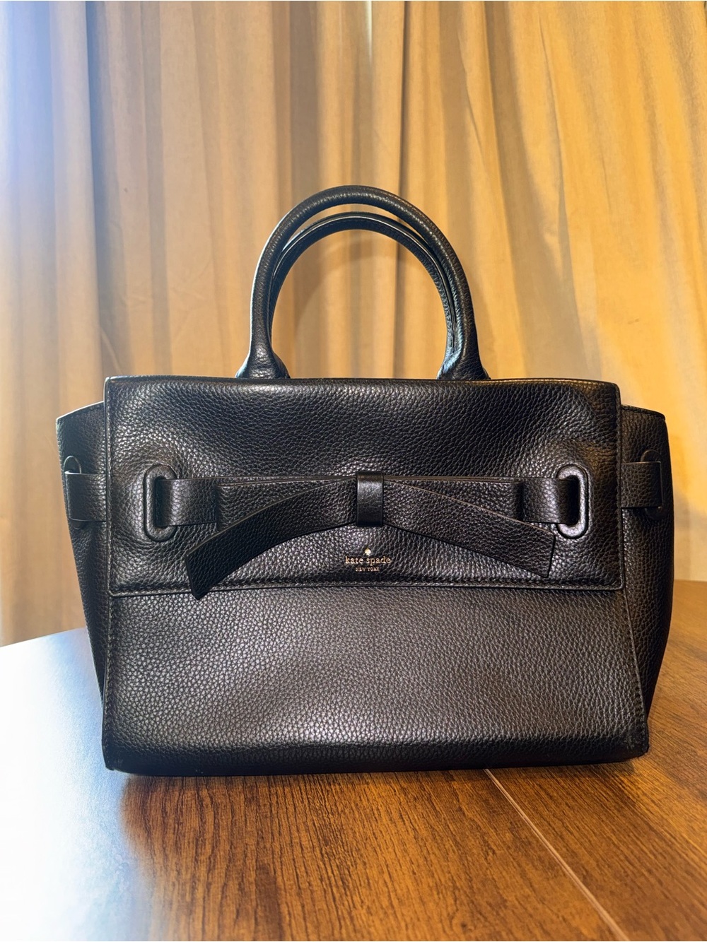 Kate Spade New York Black Leather Natala Avalon Place Bow Satchel Bag
